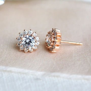 Tasarım Beyaz Topaz  & Pırlanta Küpe