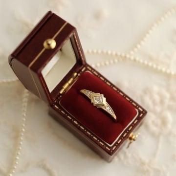 Vintage Pırlanta & Beyaz Topaz Prenses Yüzük